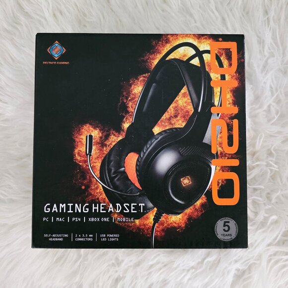 NWT Deltaco Gaming DH210 Gaming Headset- LED Lights- Flexible Microphone - Picture 1 of 10